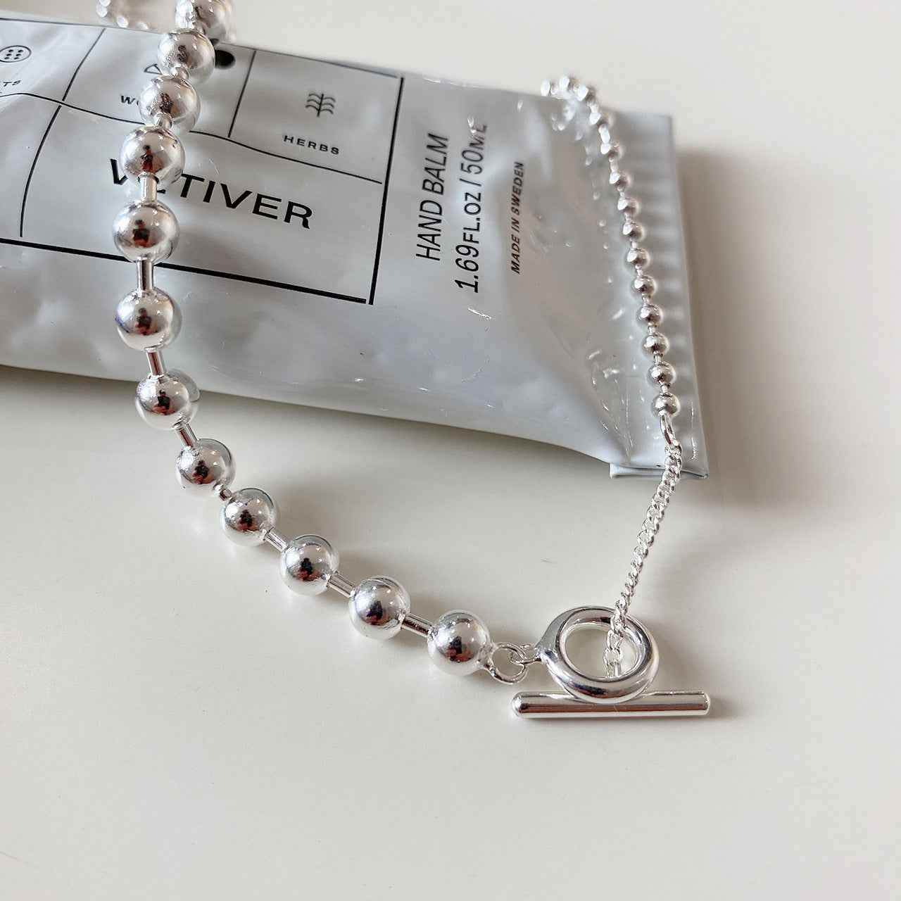 Geometric Hook Box Chain Necklace - Sterling Silver Minimalist Clavicle Style Jewelry