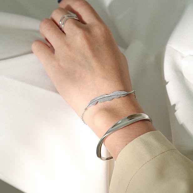 Irregular Sterling Silver Bracelet – Instagram-Inspired with 18K Gold or White Gold Finish