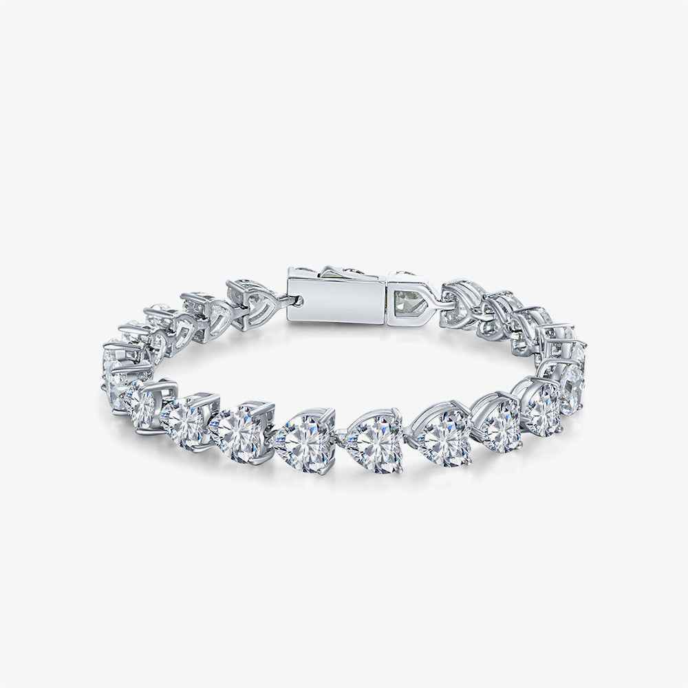 Full Diamond Sterling Silver Bracelet – S925 Luxury with High Carbon Diamond (Multiple Lengths)