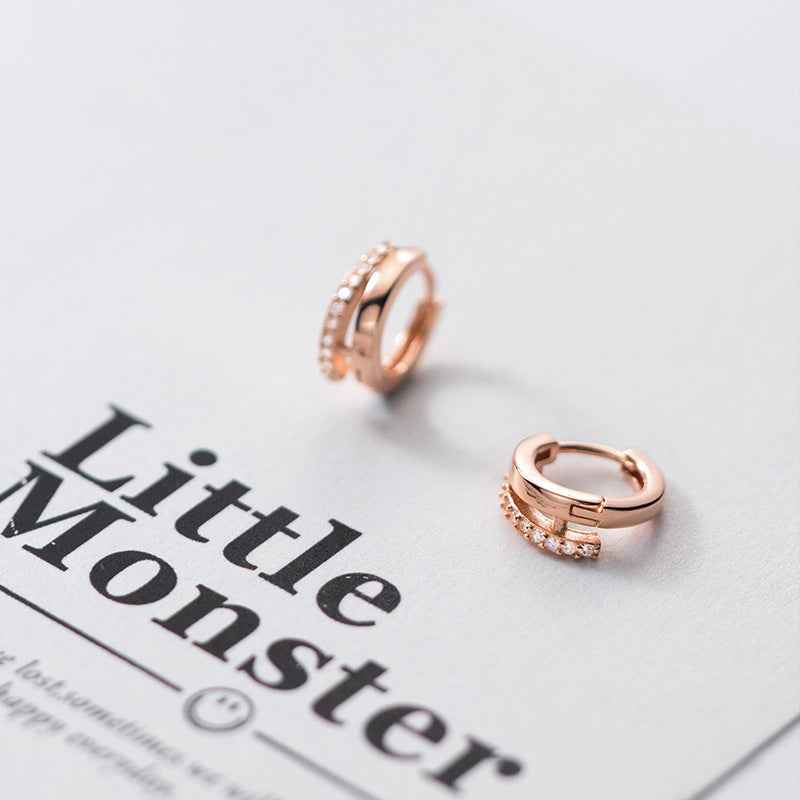 Modern S925 Sterling Silver Earrings – Elegant Rose Gold or Silver Finish for Everyday Wear