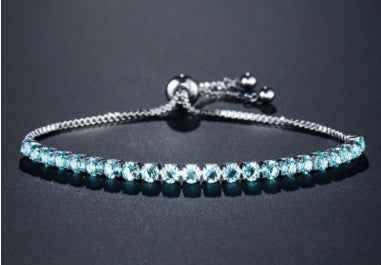 Minimalist Crystal Bracelet - Unisex Adjustable Design with Zircon Inlay in Heart and Circle Styles, Multiple Colors Available