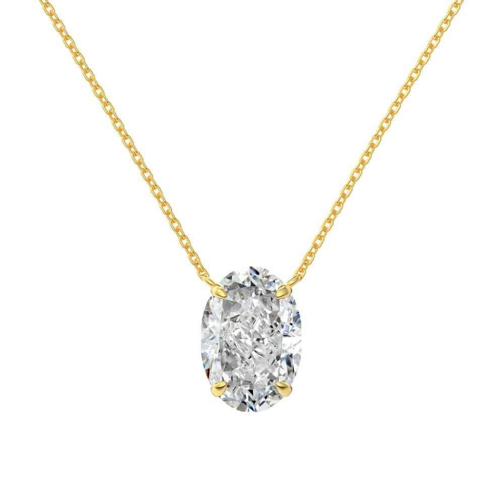 Oval Ice Flower Necklace - S925 Sterling Silver with Gold or Platinum Plating, Available in Two Pendant Sizes