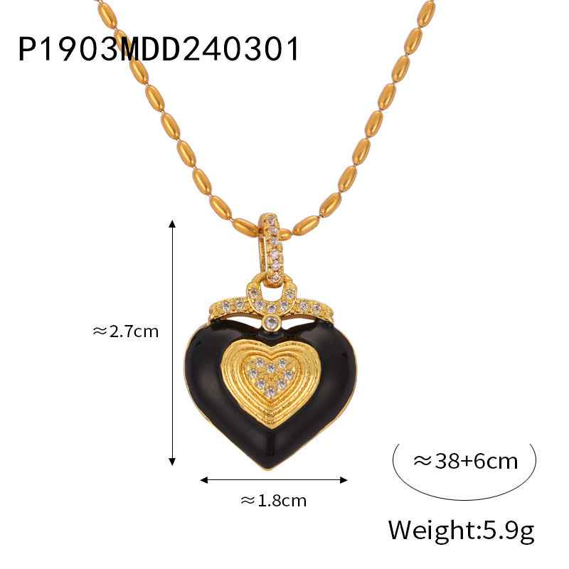 Geometric Love Pendant Necklace - Modern Gold-Plated Titanium Steel Clavicle Chain for Elegant Style