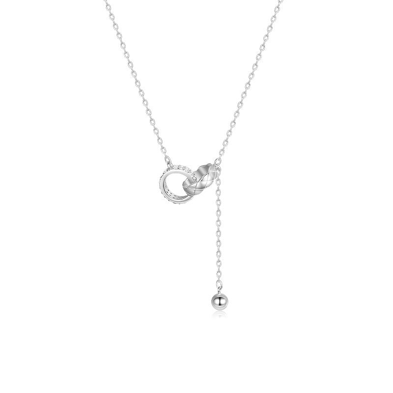 Women's Simple 999 Sterling Silver Double Ring Necklace - Eterna