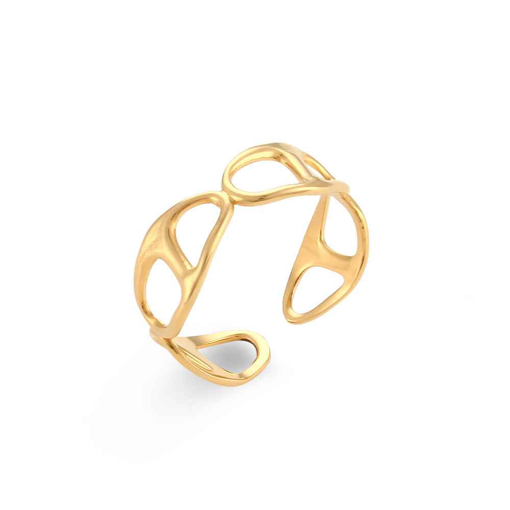 18K Gold Plated Adjustable Rings for Women - Trendy Stainless Steel Designs