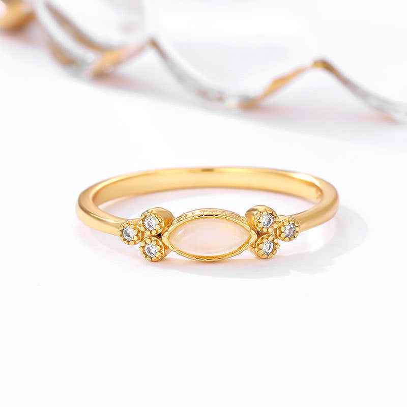 18k Gold Plated Marquise Ring in Sterling Silver for Elegant Style