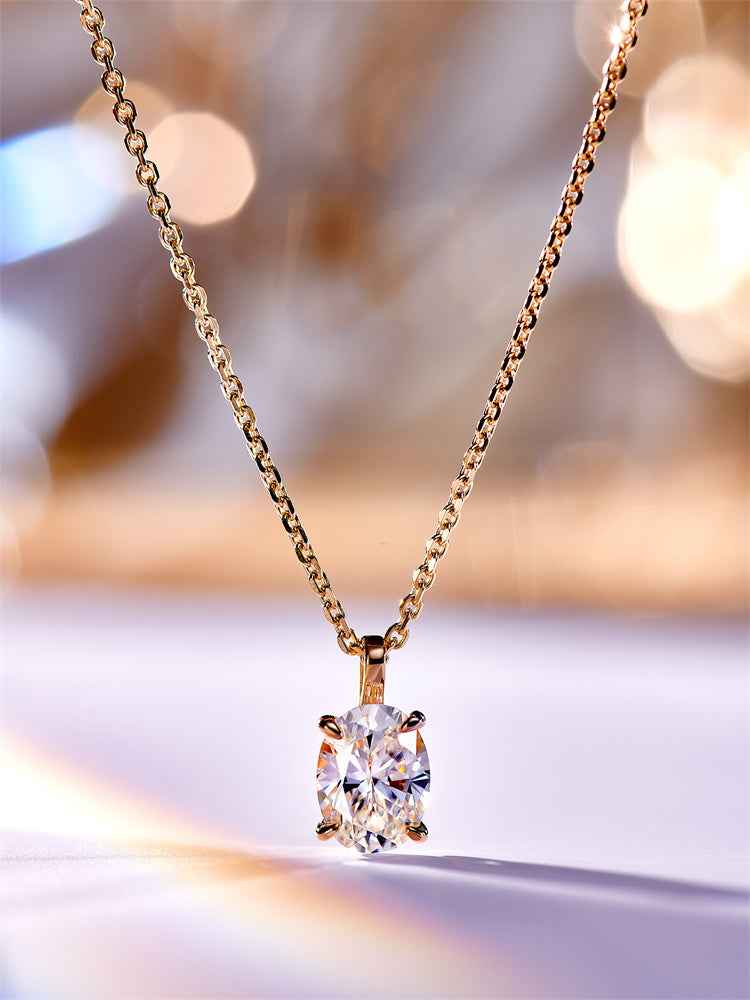 1.25 Carat Moissanite Pendant Necklace - Rose Gold Plated 925 Sterling Silver, Adjustable Solitaire Design