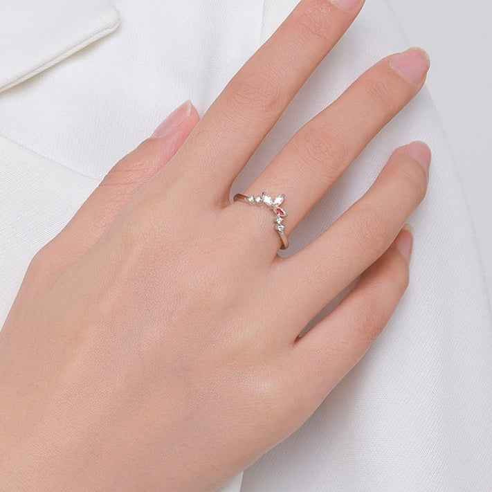 Sterling Silver Butterfly Ring Set - Elegant and Delicate Jewelry
