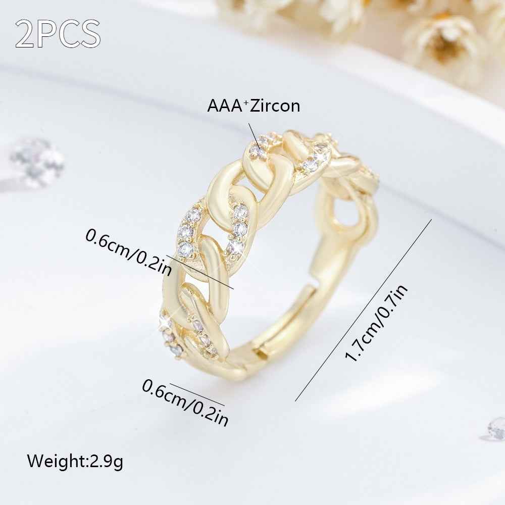 Adjustable Chain Ring Jewelry - Gold & Silver Fashion OL | Women's Statement Ring (Single or Set)