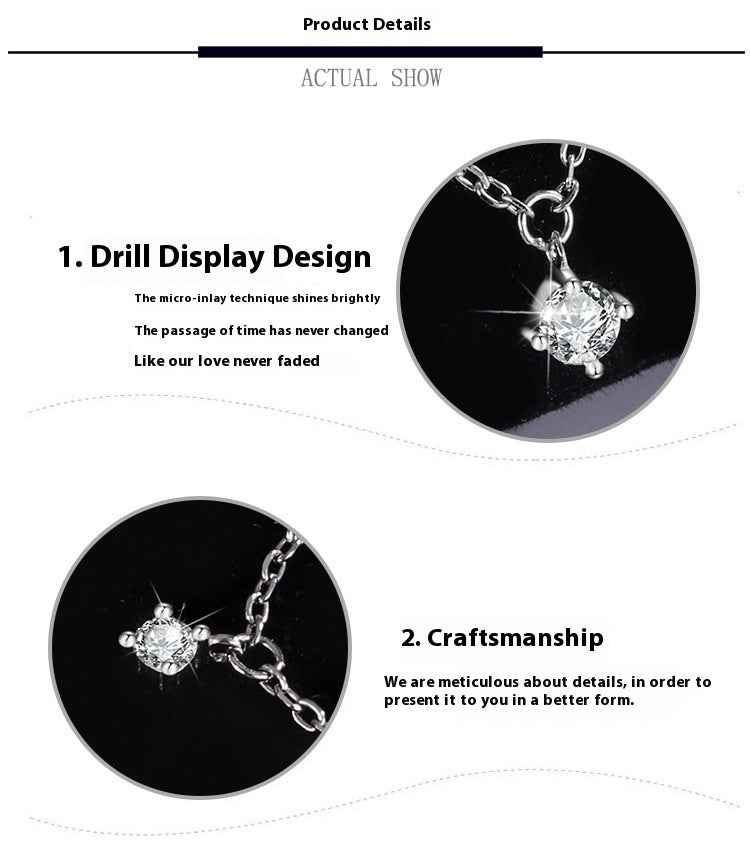 Sterling Silver Moissanite Necklace - 1.1 Carat Certified Adjustable Chain (S925)