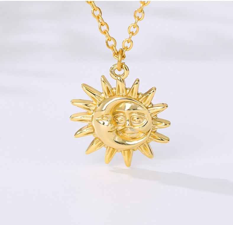 18k Gold Plated Sun Moon Pendant for Elegant Jewelry Lovers