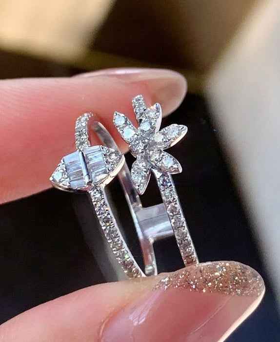 Three-Layer Zircon Ring - Elegant Geometric Design for Women | European & American Wedding Jewelry