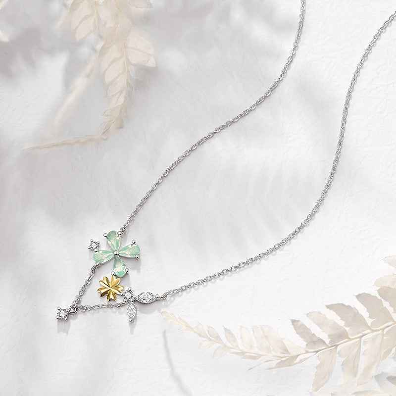 Four-Leaf Clover Necklace in 925 Sterling Silver with Adjustable Chain – Minimalist Gift