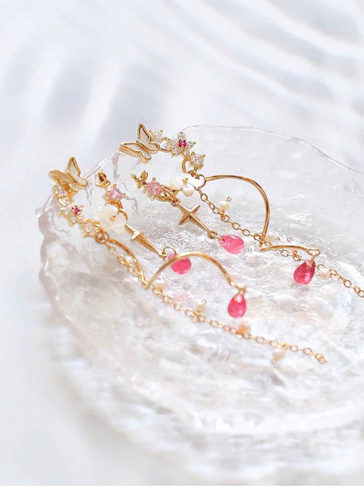 Dancing in the Garden Earrings - 18K Gold-Plated Copper, Sterling Silver Posts, Freshwater Pearls & Zircon