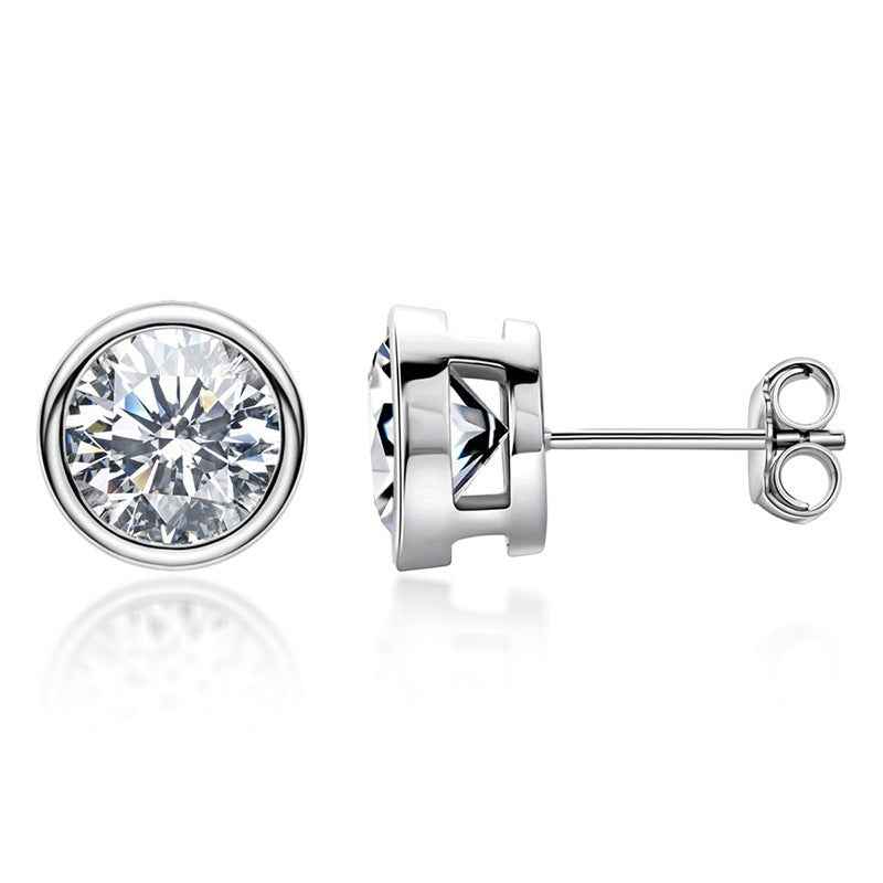 Moissanite Stud Earrings - Hearts & Arrows Design, Gold or White Gold-Plated Alloy, 0.5ct or 1ct Total