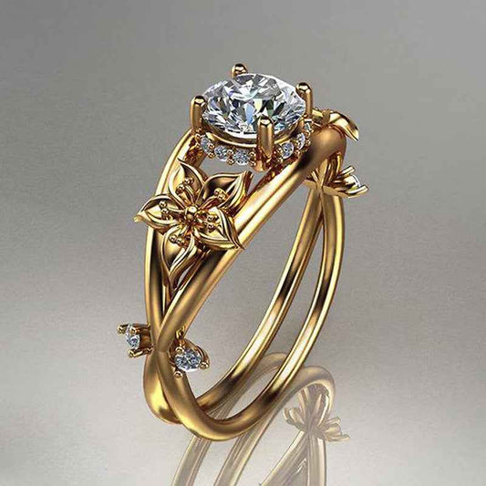 Creative Flower Diamond Ring - Stylish Gold Geometric Jewelry for Women