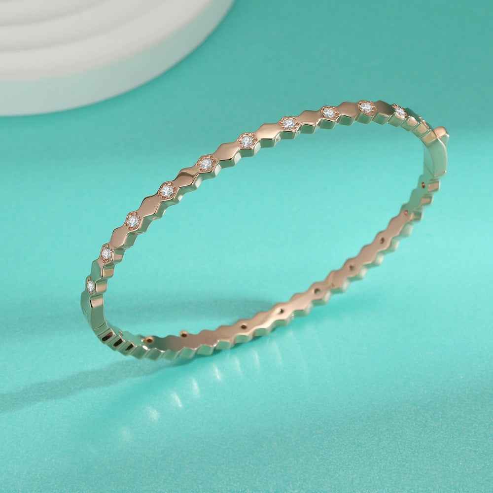 Honeycomb Moissanite Bracelet – Luxury Egg-Shaped Design in Sterling Silver (Available in Multiple Sizes & Finishes)