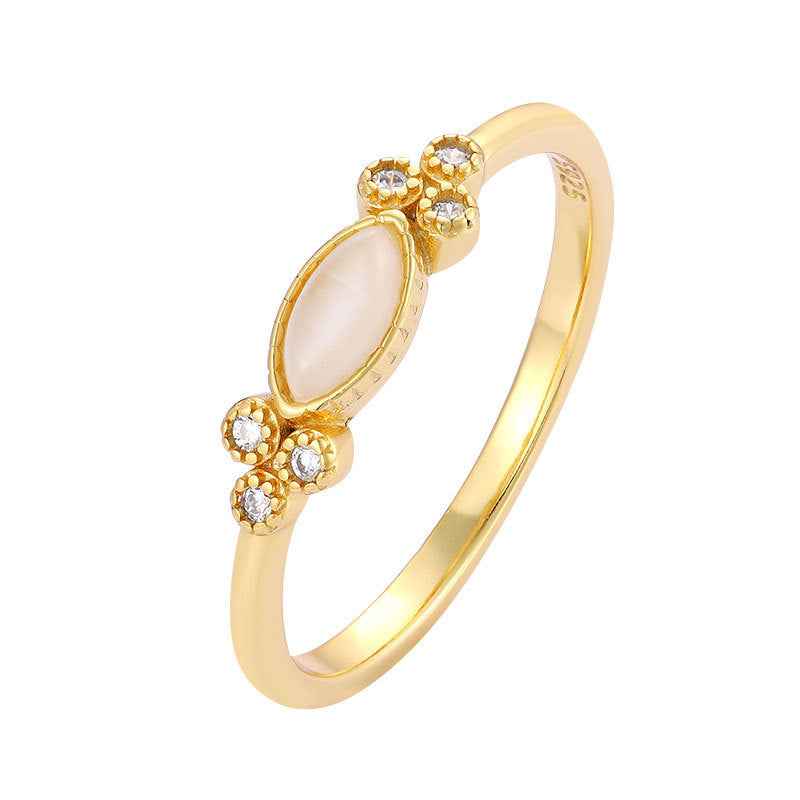 18k Gold Plated Marquise Ring in Sterling Silver for Elegant Style