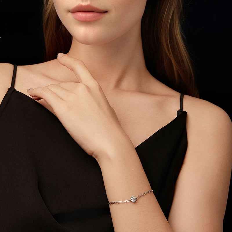 D Color Moissanite Bracelet – 1 Carat Certified S925 Sterling Silver, Elegant Design