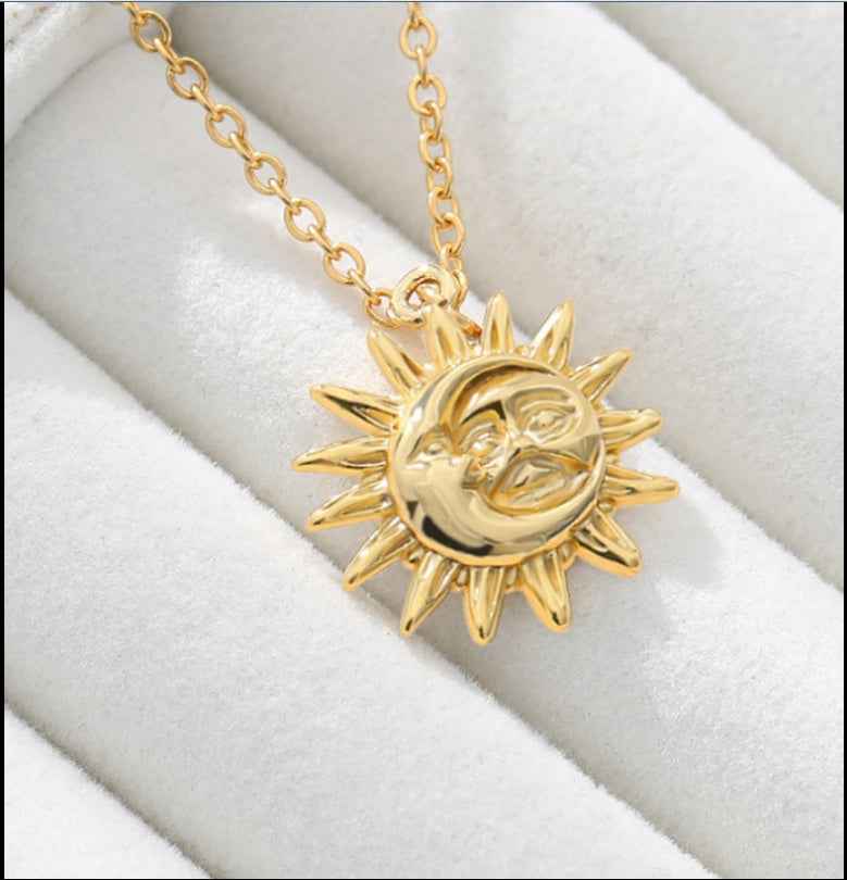 18k Gold Plated Sun Moon Pendant for Elegant Jewelry Lovers