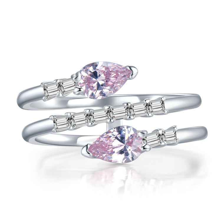 All-Matching Geometric Gemstone Ring - Adjustable 925 Sterling Silver Open Band for Women in European & American Fashion