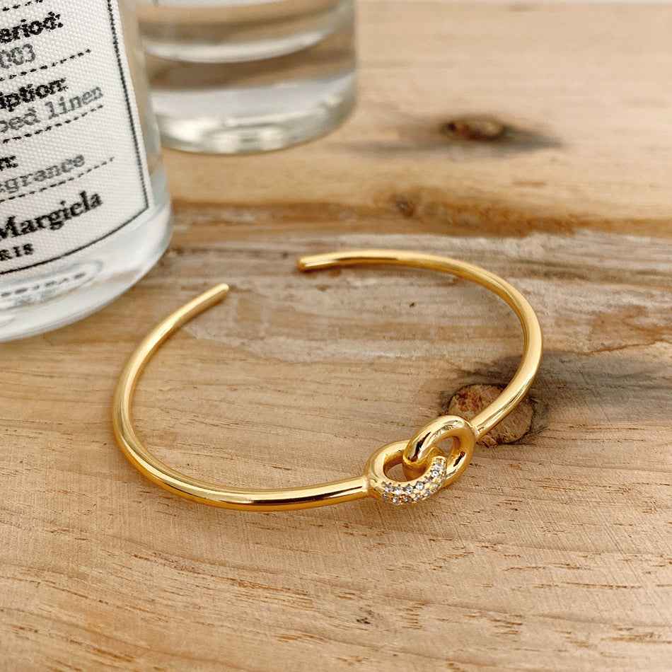Korean Style Sterling Silver Bracelet - 18K Gold Plated Minimalist Fashion