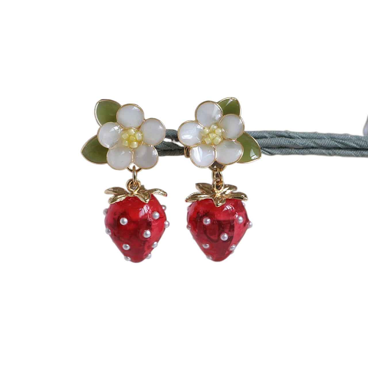 Cute Strawberry Earrings – Japanese Style, 925 Sterling Silver or Gold-Plated, Multiple Backings Available