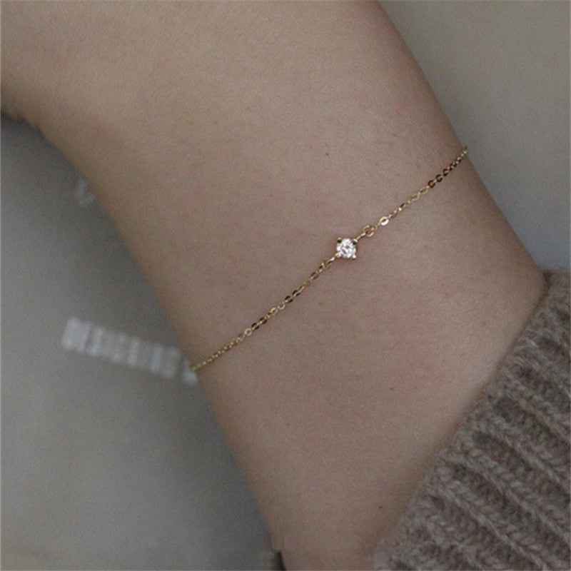 Sterling Silver Zircon Bracelet - Super Versatile Korean Style for Everyday Elegance