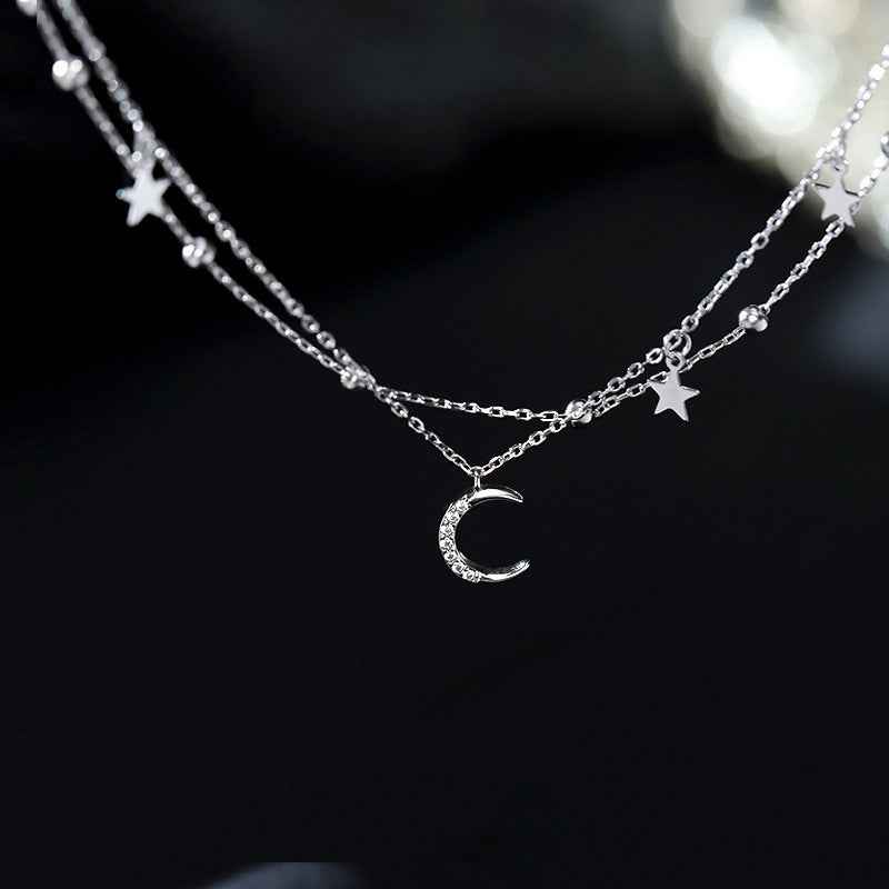 Double Layer Star Moon Bracelet - Minimalist Geometric Design in Electroplated Copper, Perfect Travel Gift