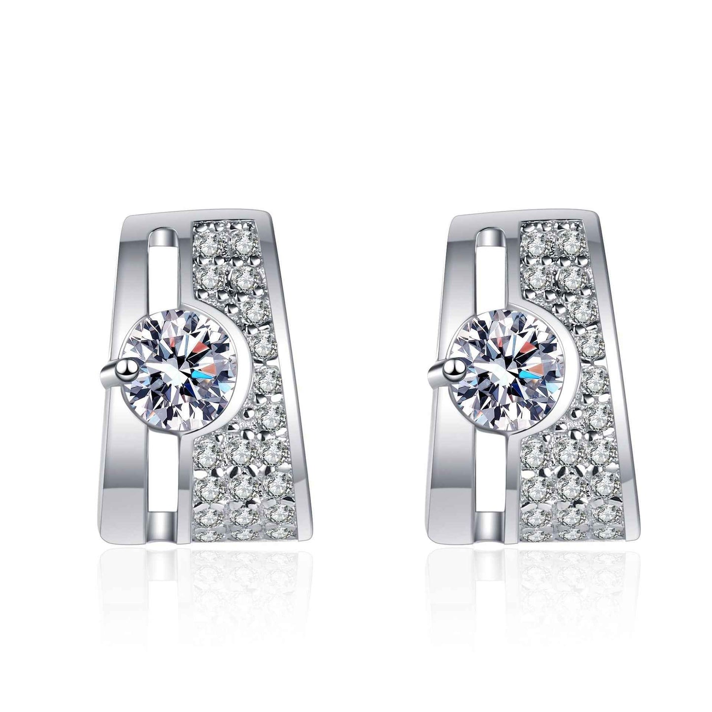 Rectangular Moissanite Stud Earrings - 0.60ct Total Brilliance in Sterling Silver, Elegant Diamond Alternative