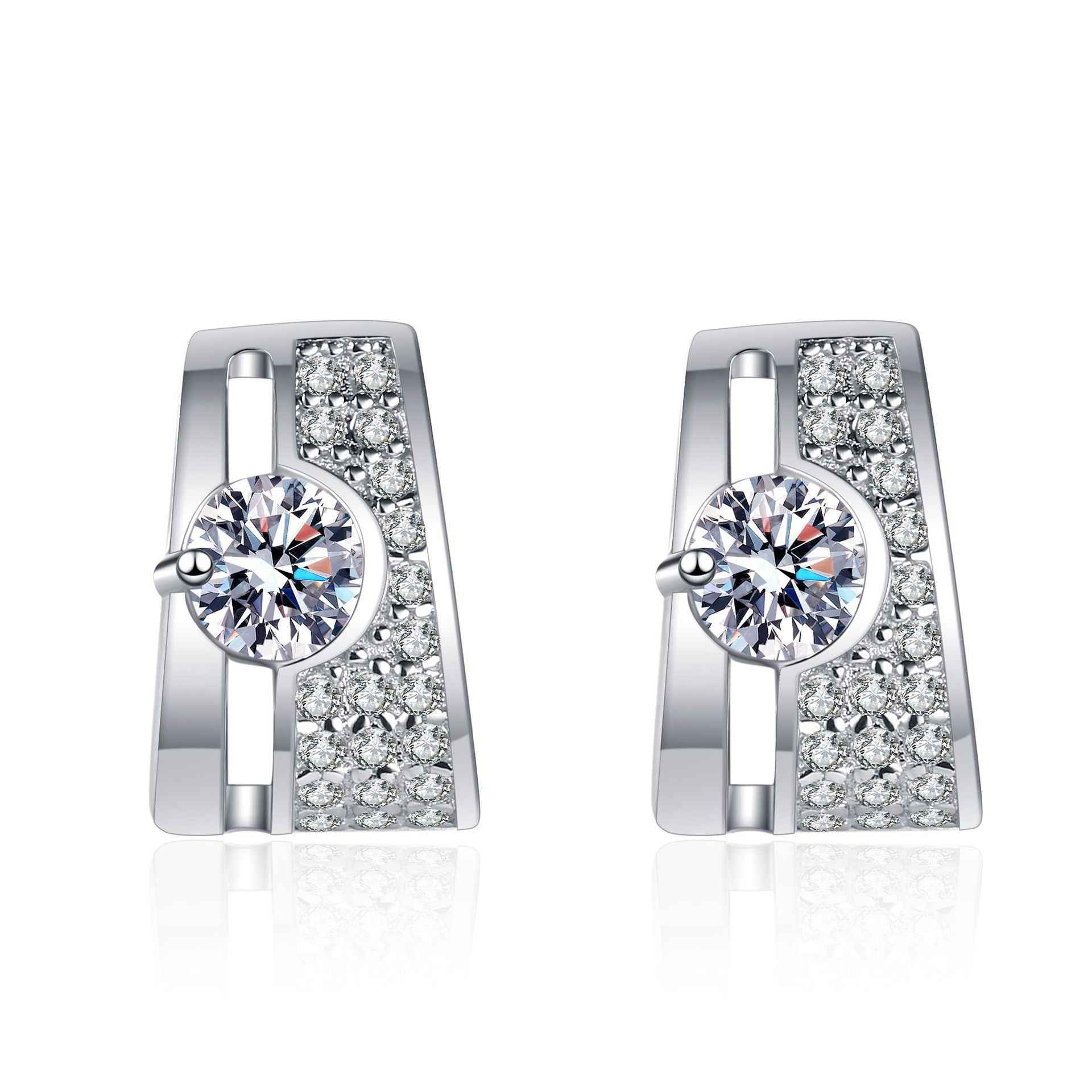 Rectangular Moissanite Stud Earrings - 0.60ct Total Brilliance in Sterling Silver, Elegant Diamond Alternative