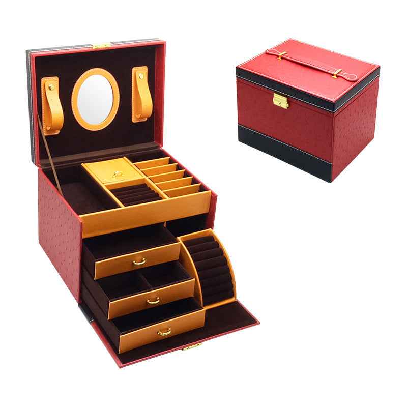 Luxury Leather Jewelry Organizer with Stylish Storage Drawer for Rose Gold Crown Ring in Multiple Colors