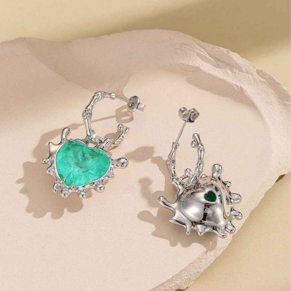 S925 Sterling Silver Heart Earrings – Minimalist Love Design with Electroplated White Finish