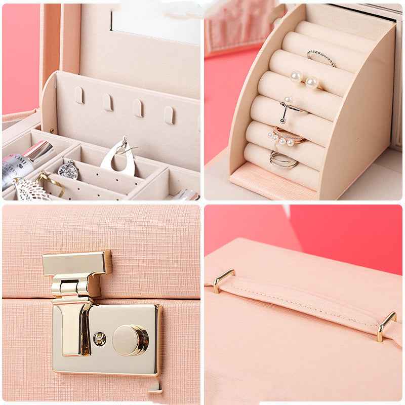 Premium Leather Jewelry Organizer Box for Necklaces, Bracelets & Earrings - Available in Green or Red