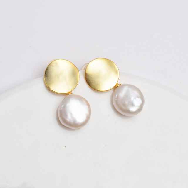 Freshwater Baroque Pearl Earrings in Silver or Gold Finish – Genuine Pearls, Two Sizes Available