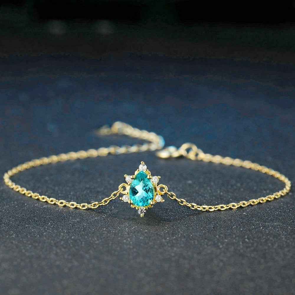 Natural Apatite Bracelet in Sterling Silver - Certified S925, Prong & Micro Setting, Blue Gemstone