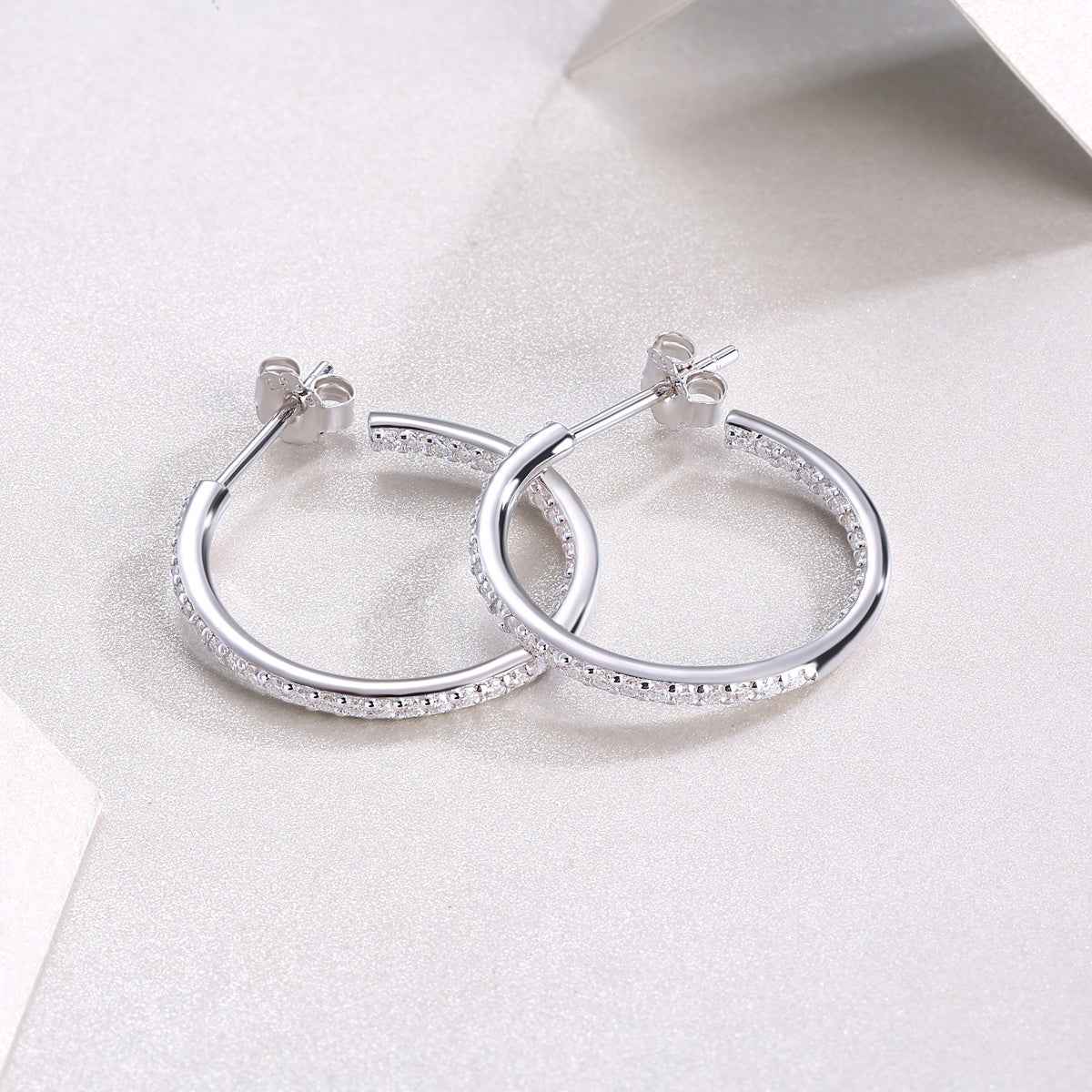 Lumière Moissanite Hoop Studs for Elegant and Timeless Style