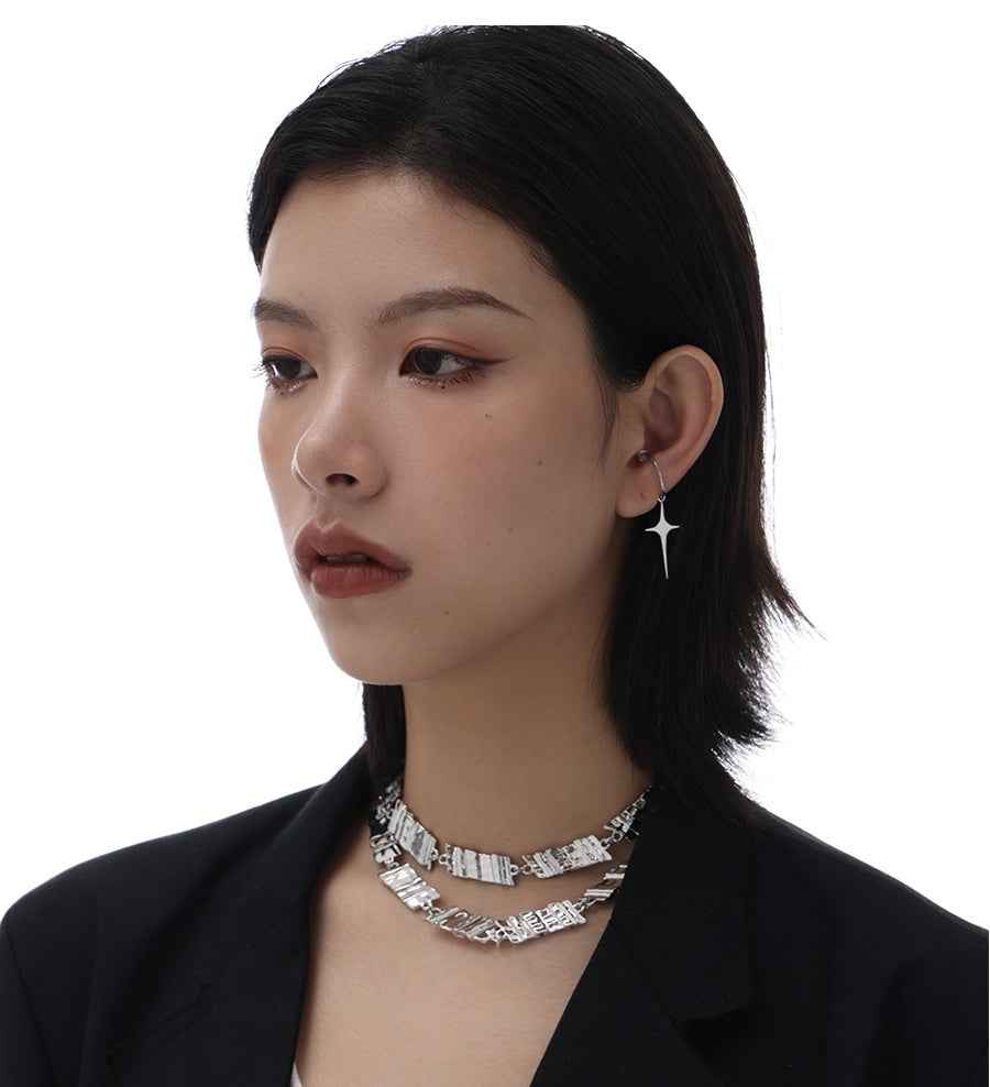 Unisex Plate Nail Bar Necklace - Gold-Plated Copper Minimalist Clavicle Chain in Silver Finish