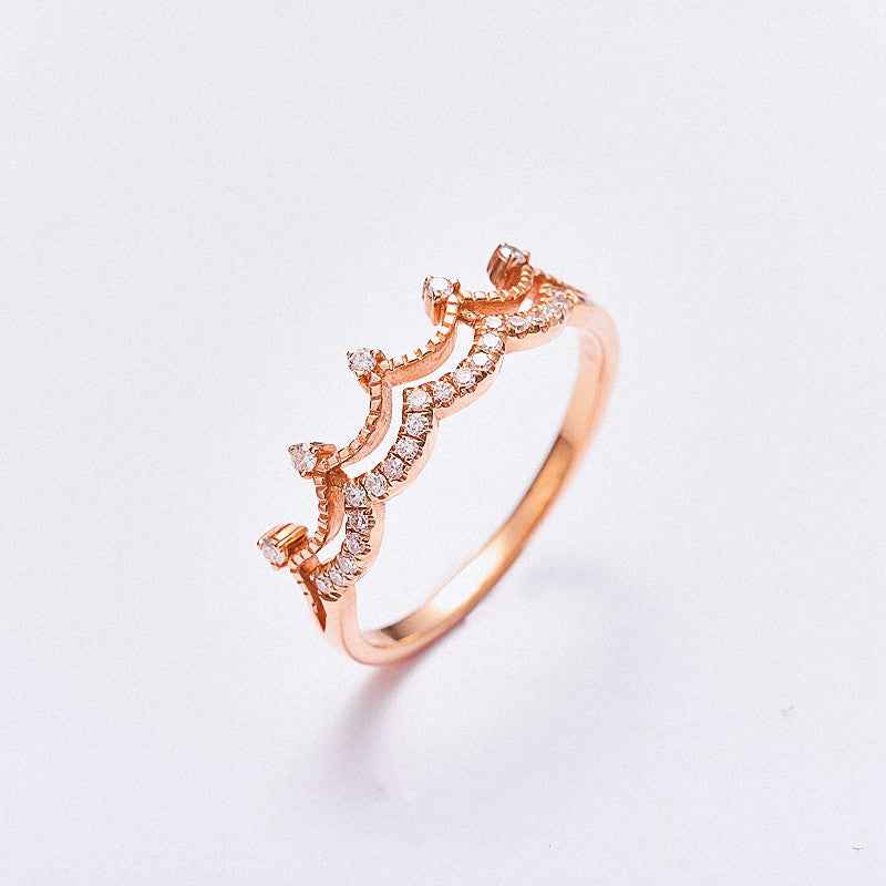 Rose Gold Crown Ring - Silver with Rose Gold Plating and Roman Numeral Design
