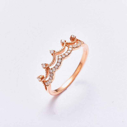 Rose Gold Crown Ring - Silver with Rose Gold Plating and Roman Numeral Design