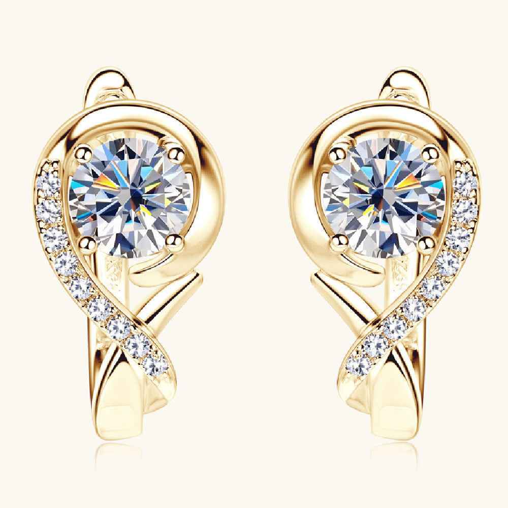 Round Moissanite Stud Earrings - 0.55ct Total in Sterling Silver with Gold or Silver Finish, Classic European Style