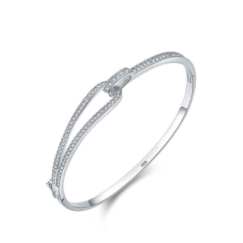 Geometric Diamond Bracelet - S925 Sterling Silver Micro-Inlay in Three Lengths