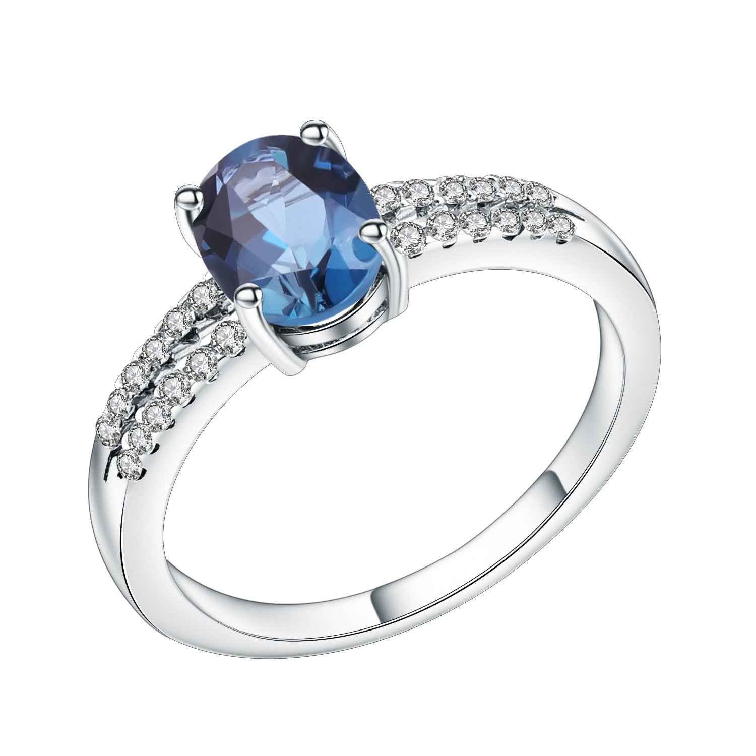 Oval London Blue Topaz Ring in 925 Sterling Silver - Elegant and Timeless Jewelry Piece
