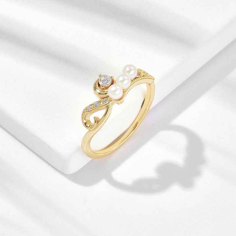 Natural Freshwater Pearl Ring in 925 Sterling Silver – Geometric Modern Design Available in Multiple Sizes