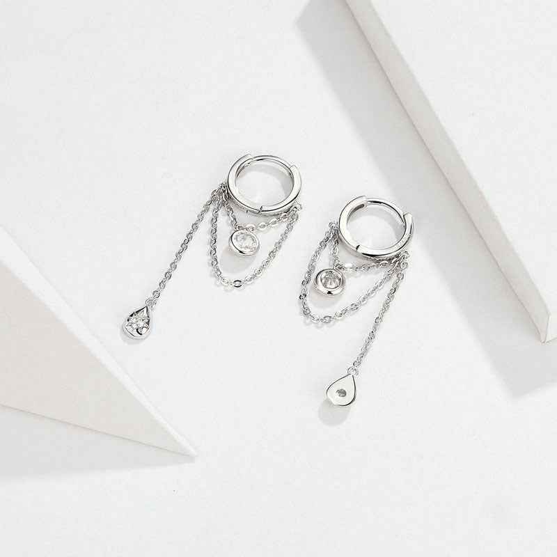 White Gold Plated Sterling Silver Earrings with Diamond-Encrusted CZ - Hypoallergenic Studs