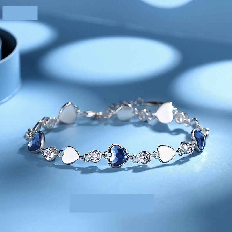 Korean Heart of the Sea Bracelet – 925 Sterling Silver, Romantic Simple Design