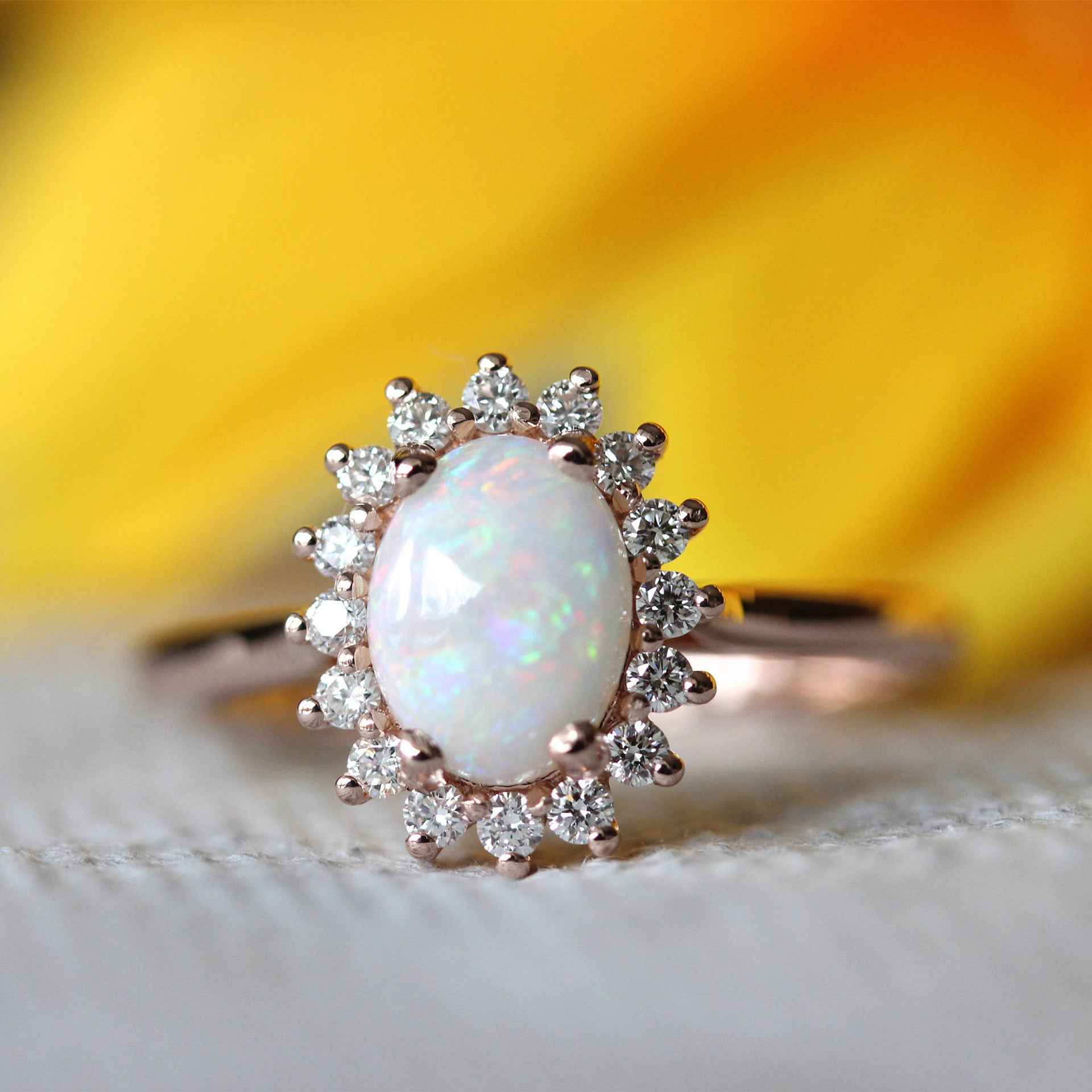 Oval Opal Rose Gold Ring - Elegant Korean Style Geometric Women's Jewelry