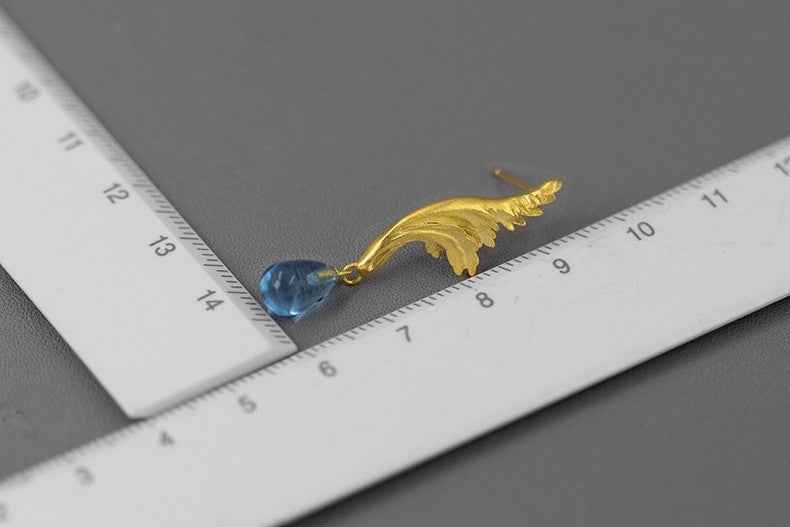 Greek Embossed Ranunculus Earrings - Sterling Silver with Gemstones and Gold-Plated Ear Clips