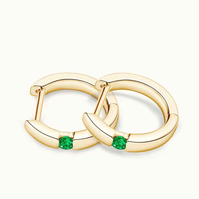 Geometric Emerald Earrings – Modern Gold-Plated 925 Sterling Silver Jewelry for Women