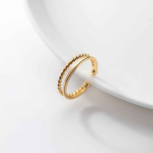 Double-Layer Twist Line Ring – Adjustable S925 Sterling Silver Jewelry for Women in Gold & Silver Finishes